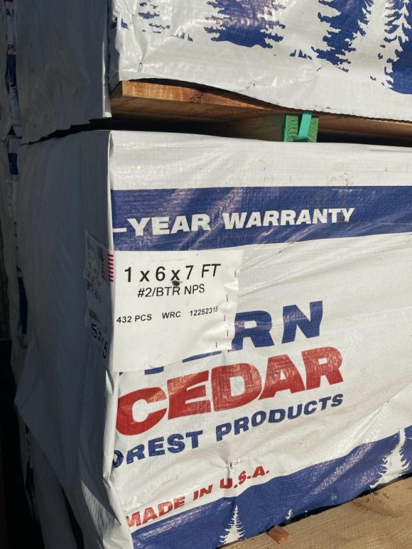 1x6-7' #2 Cedar Fence Board